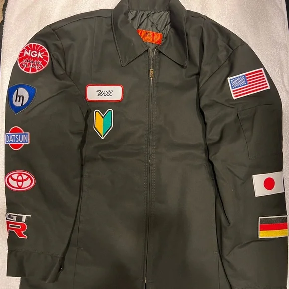 JDM Jacket Men’s Size M Mint. 24 Vintage Patches Red Cap Mechanic Jacket JDM - Picture 4 of 5